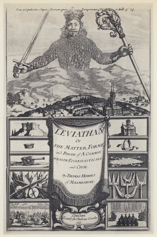 T Hobbes, Leviathan, A Crooke 1651 (b/w photo) بواسطة مصور انجليزى