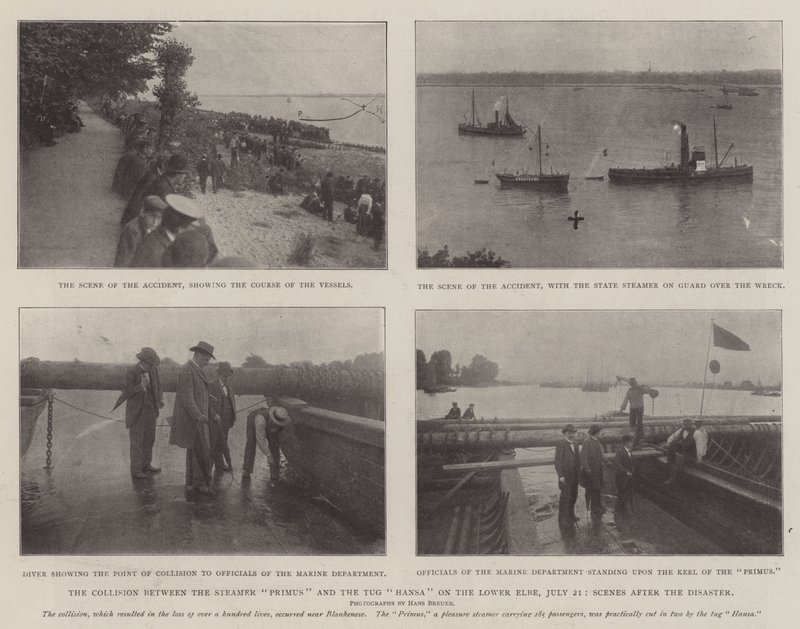 التصادم بين Steamer Primus و Tug Hansa في الجزء السفلي من Elbe ، 21 يوليو ، مشاهد بعد الكارثة بواسطة مصور انجليزى