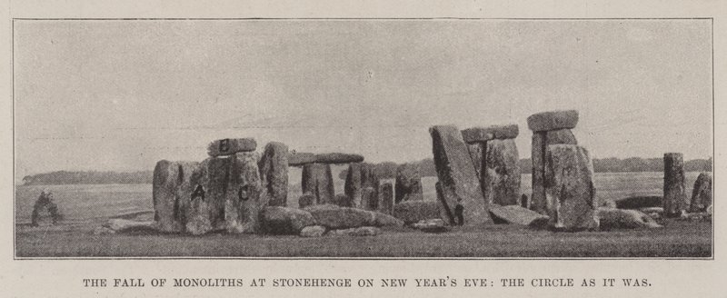 سقوط Monoliths في Stonehenge عشية رأس السنة الجديدة ، الدائرة كما كانت بواسطة مصور انجليزى