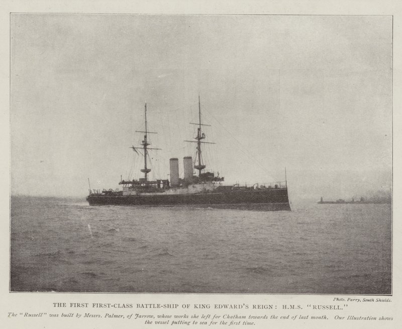 أول سفينة معركة من الدرجة الأولى للملك إدواردز عهد ، HMS Russell بواسطة مصور انجليزى