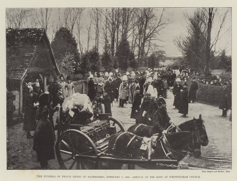 جنازة الأمير هنري من باتنبرج ، 5 فبراير 1896 ، وصول الجثة إلى كنيسة ويبينجهام بواسطة مصور انجليزى