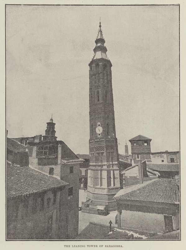 برج سرقسطة المائل بواسطة مصور انجليزى