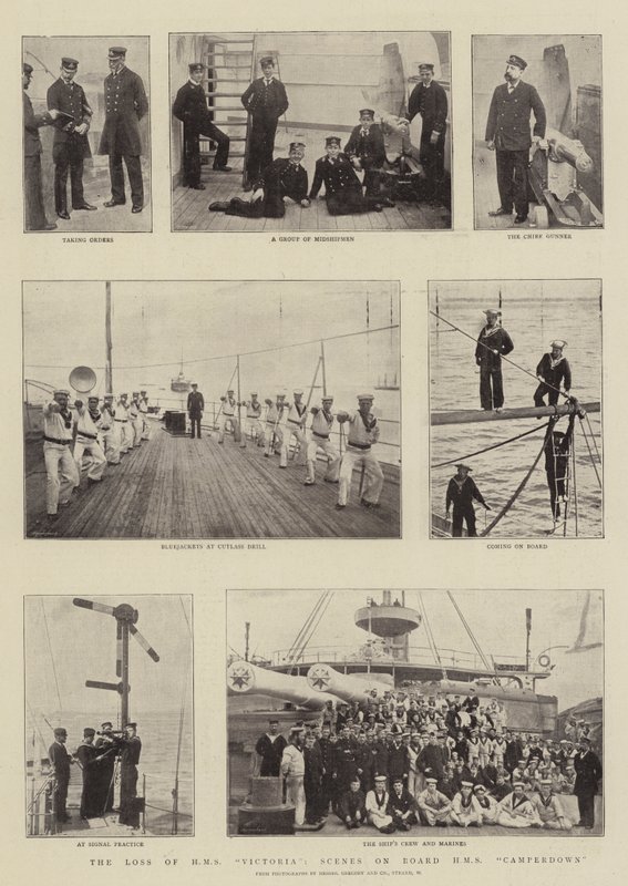 فقدان HMS فيكتوريا ، مشاهد على متن HMS Camperdown بواسطة مصور انجليزى