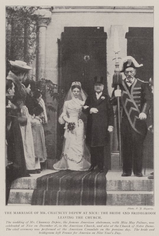 زواج السيد Chauncey Depew في نيس ، العروس والعريس مغادرة الكنيسة بواسطة مصور انجليزى