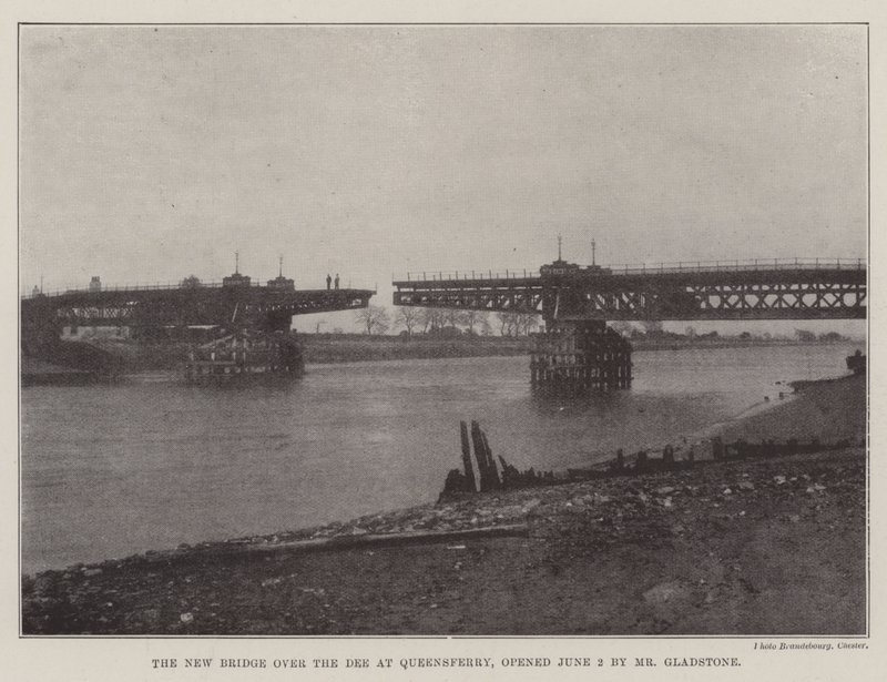 الجسر الجديد فوق Dee في Queensferry ، الذي افتتحه السيد Gladstone في 2 يونيو بواسطة مصور انجليزى