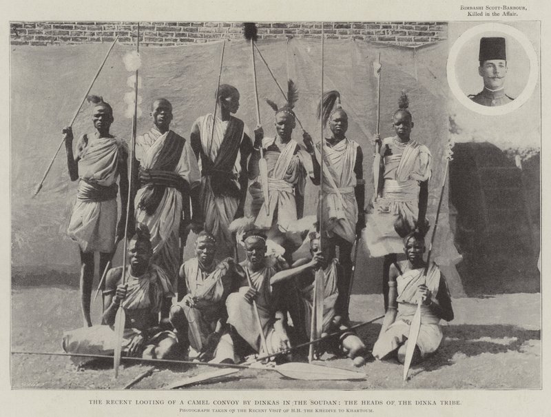 النهب الأخير لقافلة إبل من دينكا في السودان ، رؤوس قبيلة الدينكا بواسطة مصور انجليزى