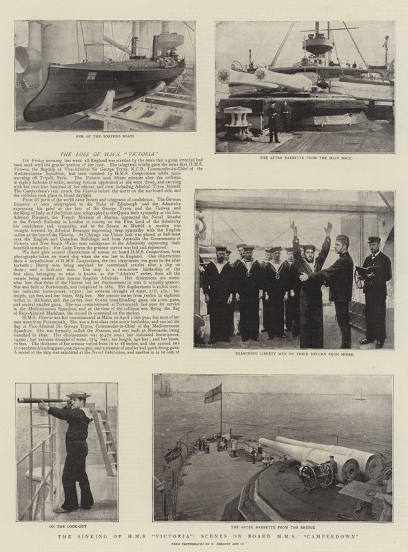 غرق HMS فيكتوريا ، مشاهد على متن HMS Camperdown بواسطة مصور انجليزى
