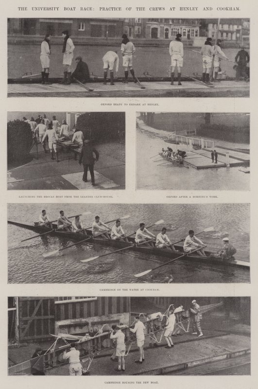سباق القوارب الجامعية ، ممارسة الطاقم في Henley و Cookham بواسطة مصور انجليزى