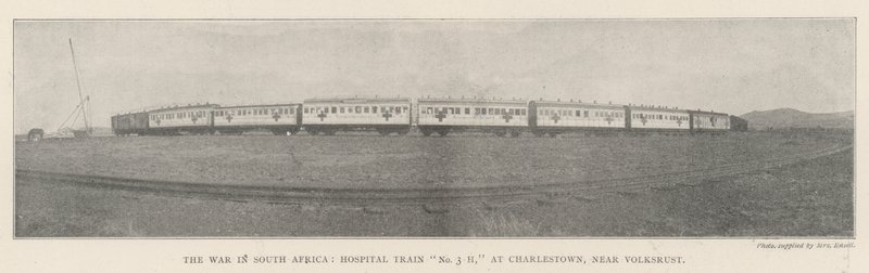 The War in South Africa، Hospital Train No 3 H ، في Charlestown ، بالقرب من Volksrust بواسطة مصور انجليزى