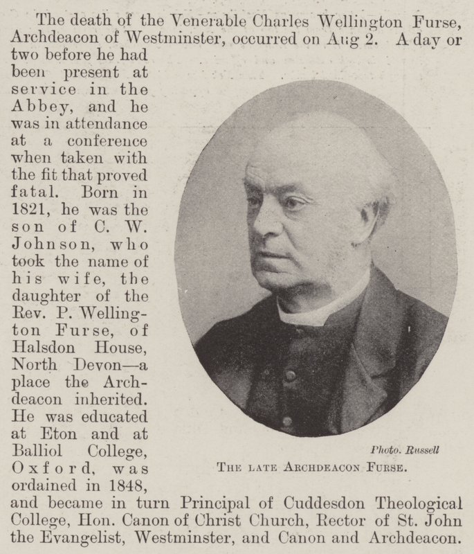 الراحل Archdeacon Furse بواسطة مصور انجليزى