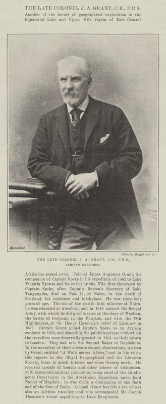 العقيد الراحل JA Grant ، CB ، FRS ، African Explorer بواسطة مصور انجليزى
