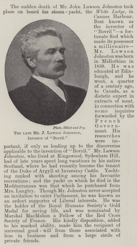 الراحل السيد J Lawson Johnston ، مخترع Bovril بواسطة مصور انجليزى