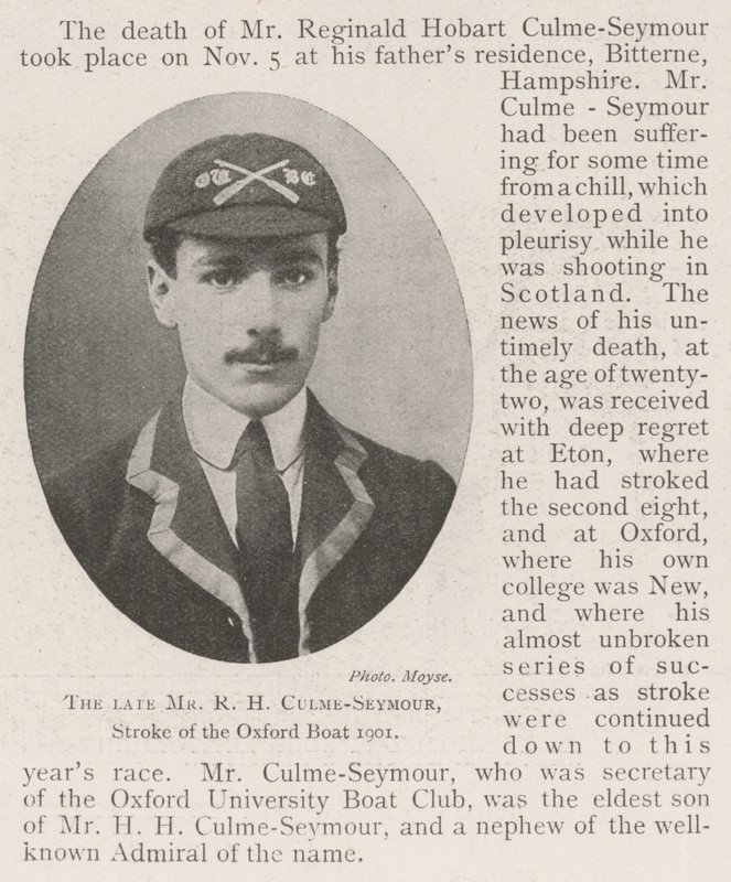 الراحل السيد RH Culme-Seymour ، شوط قارب أكسفورد 1901 بواسطة مصور انجليزى