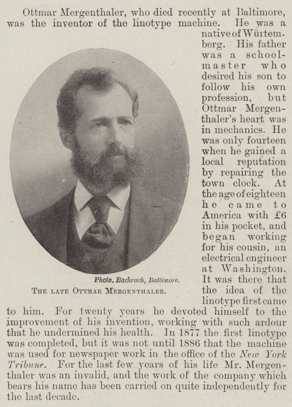 الراحل Ottmar Mergenthaler بواسطة مصور انجليزى