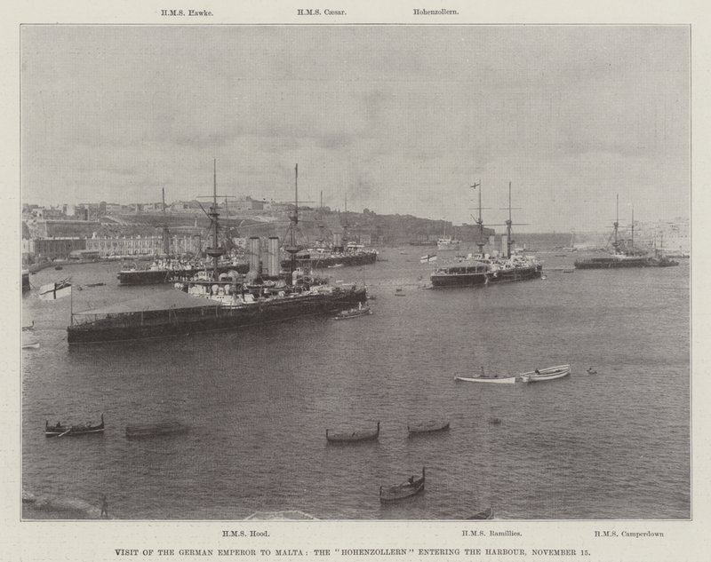 زيارة الإمبراطور الألماني إلى مالطا ، دخول Hohenzollern الميناء ، 15 نوفمبر 1898 بواسطة مصور انجليزى
