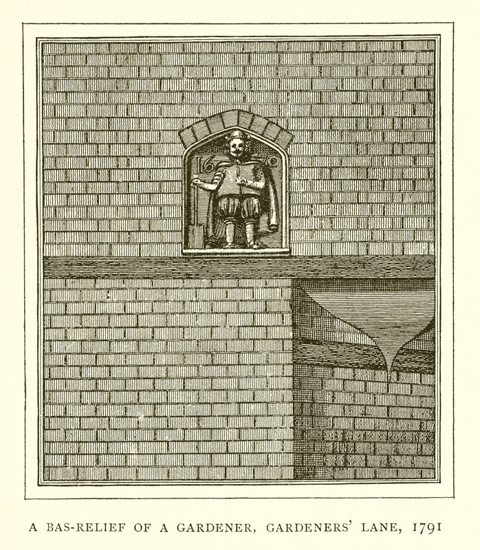 نقش بارز من بستاني ، Gardeners Lane ، 1791 بواسطة مدرسة اللغة الإنجليزية