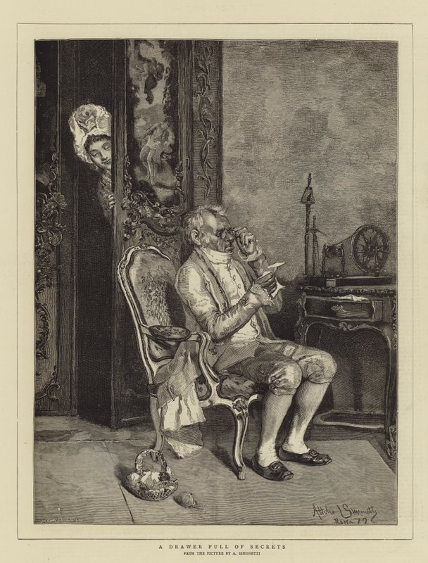 A Drawer Full of Secrets (engraving) بواسطة مدرسة اللغة الإنجليزية