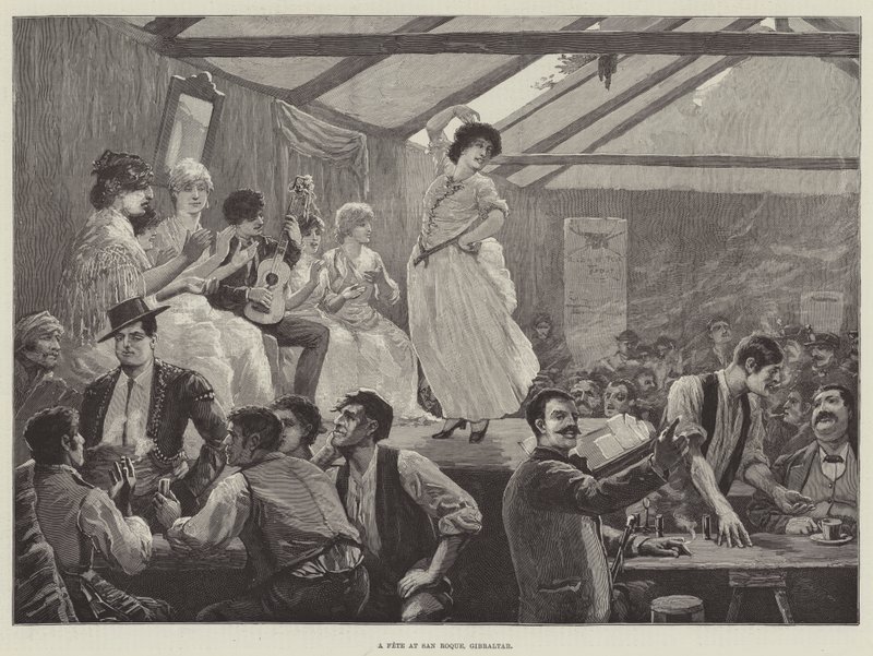 A Fete at San Roque ، جبل طارق (نقش) بواسطة مدرسة اللغة الإنجليزية