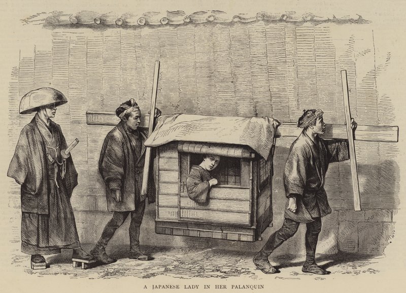 A Japanese Lady in her Palanquin (engraving) بواسطة مدرسة اللغة الإنجليزية