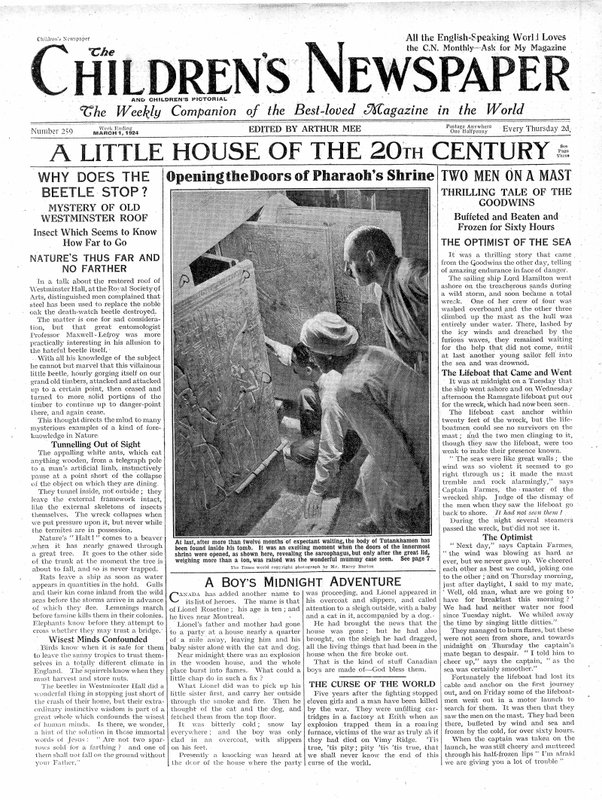 بيت صغير من القرن العشرين ، الصفحة الأولى من "جريدة الأطفال" ، مارس 1924 (ورق الصحف) بواسطة مدرسة اللغة الإنجليزية