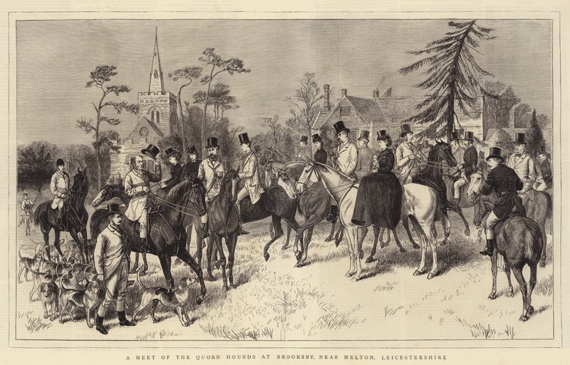 A Meet of the Quorn Hounds at Brooksby, near Melton, Leicestershire (engraving) بواسطة مدرسة اللغة الإنجليزية