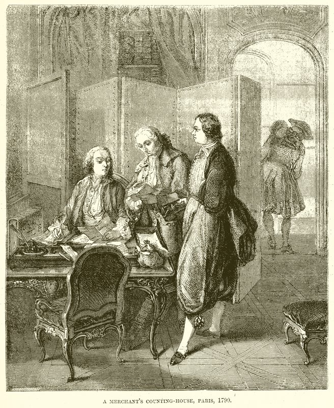 دار عد التجار ، باريس ، 1790 بواسطة مدرسة اللغة الإنجليزية