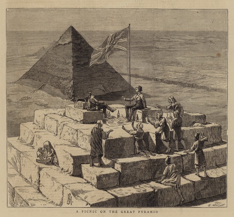 A Picnic on the Great Pyramid (engraving) بواسطة مدرسة اللغة الإنجليزية