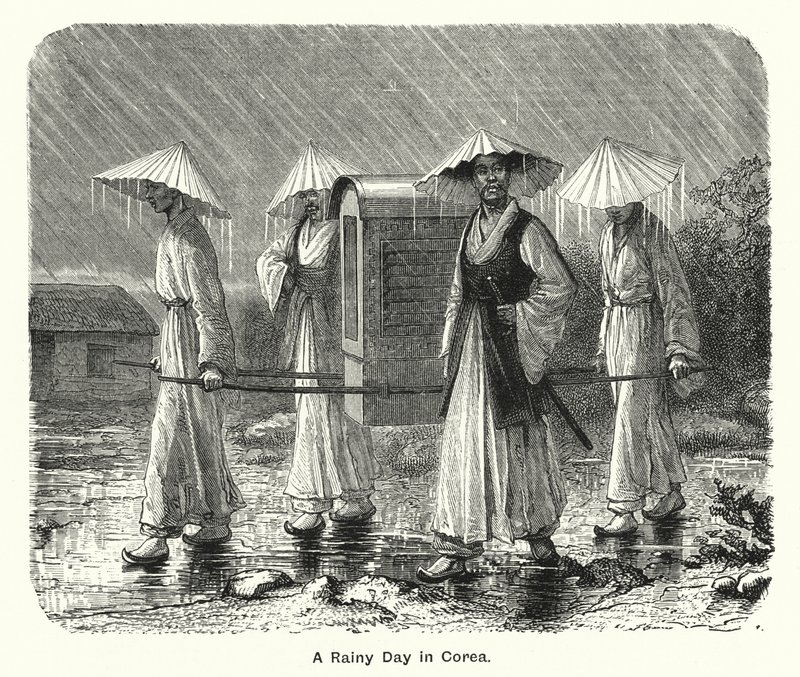 A Rainy Day in Corea (engraving) بواسطة مدرسة اللغة الإنجليزية