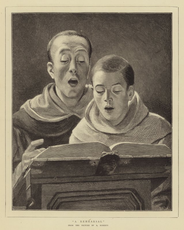 A Rehearsal (engraving) بواسطة مدرسة اللغة الإنجليزية