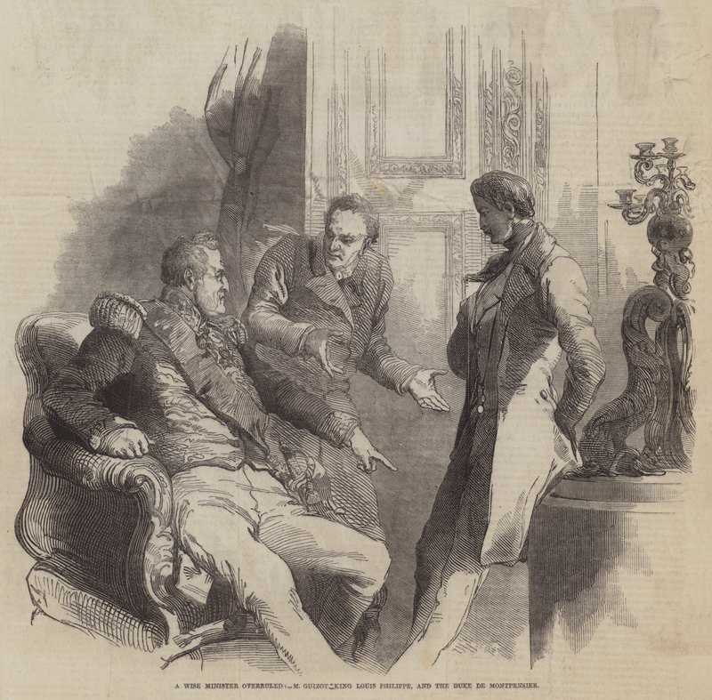 A Wise Minister overruled, M Guizot King Louis Philippe, and the Duke de Montpensier (engraving) بواسطة مدرسة اللغة الإنجليزية