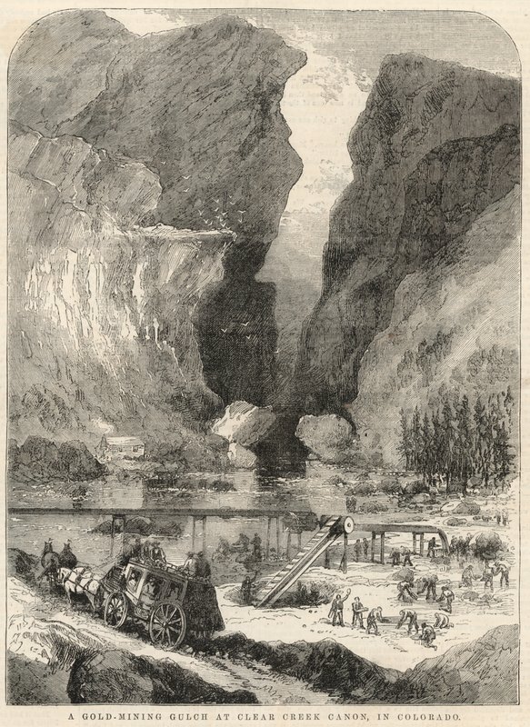 نشارة تعدين الذهب في Clear Creek Canyon في كولورادو بواسطة مدرسة اللغة الإنجليزية