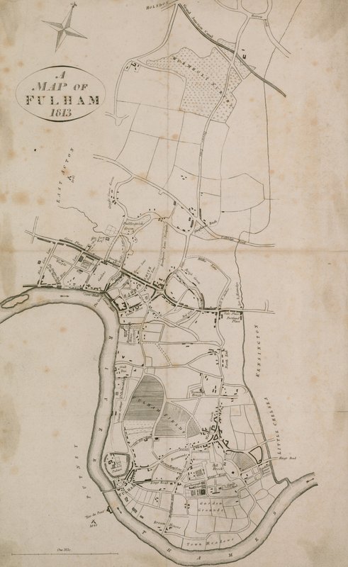 خريطة فولهام ، لندن ، 1813 بواسطة مدرسة اللغة الإنجليزية