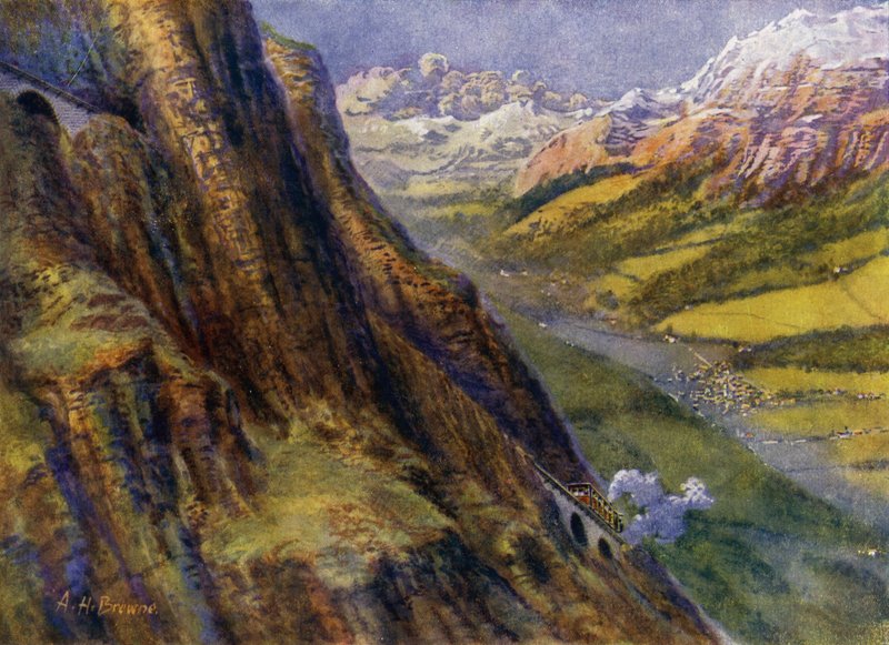 A mountain railway in Switzerland (litho) بواسطة مدرسة اللغة الإنجليزية