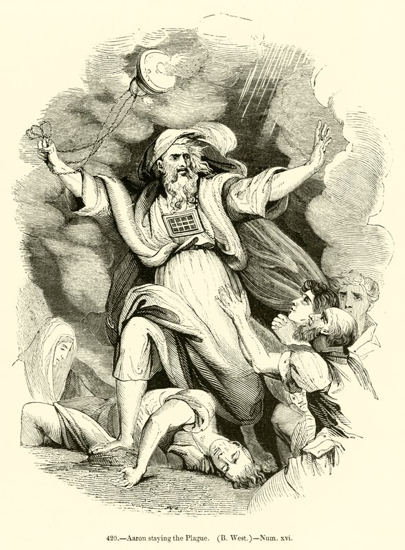 Aaron staying the Plague ، B West ، أرقام xvi (نقش) بواسطة مدرسة اللغة الإنجليزية