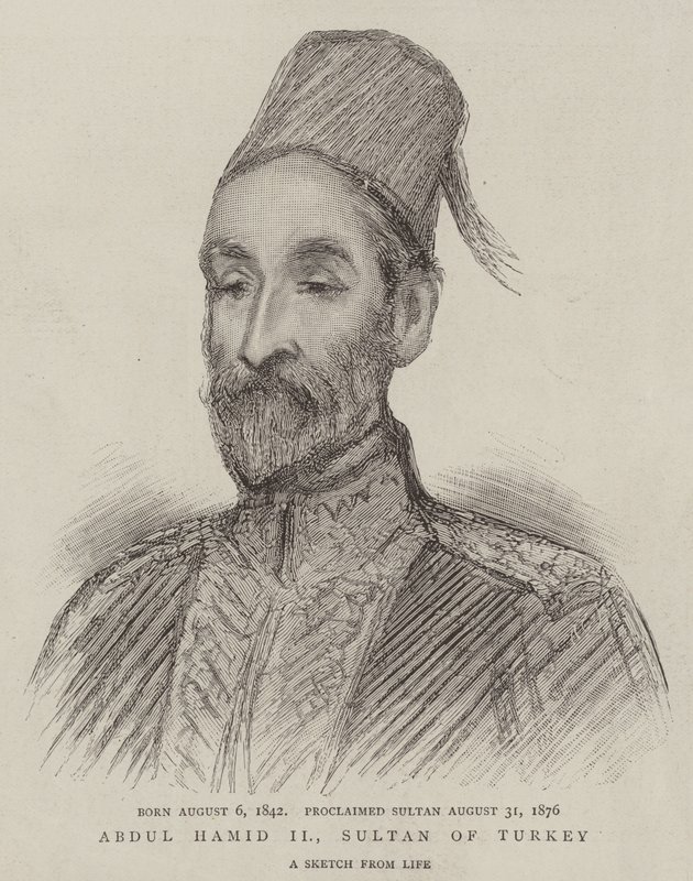 Abdul Hamid II, Sultan of Turkey (engraving) بواسطة مدرسة اللغة الإنجليزية
