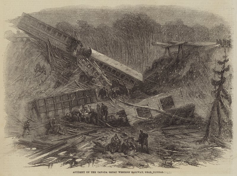 Accident on the Canada Great Western Railway, near Dundas (engraving) بواسطة مدرسة اللغة الإنجليزية