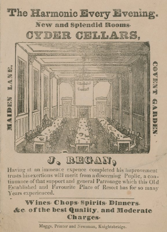 الإعلان عن أقبية Cyder ، Maiden Lane ، Covent Garden بواسطة مدرسة اللغة الإنجليزية