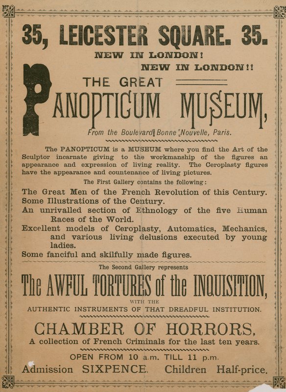 الإعلان عن متحف Great Panopticum ، 35 ليستر سكوير ، لندن ، 1854 بواسطة مدرسة اللغة الإنجليزية