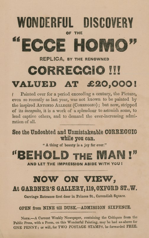 إعلان عن معرض نسخة طبق الأصل من اللوحة Ecce Homo التي كتبها Correggio (أنطونيو أليغري) بواسطة مدرسة اللغة الإنجليزية