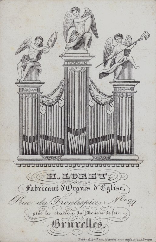 Advertisement for H Loret, maker of church organs, Brussels, Belgium (litho) بواسطة مدرسة اللغة الإنجليزية