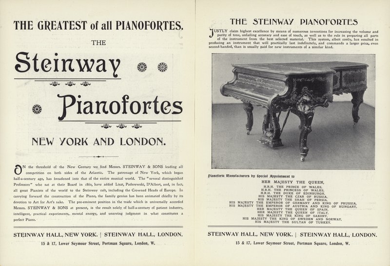 إعلان عن بيانو Steinway بواسطة مدرسة اللغة الإنجليزية
