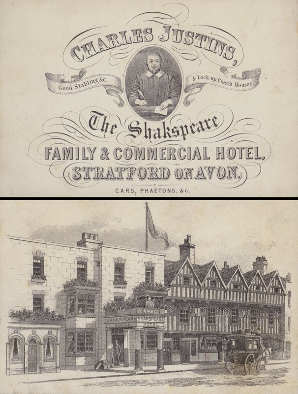 Advertisement for The Shakspeare Hotel, Stratford on Avon, Warwickshire (engraving) بواسطة مدرسة اللغة الإنجليزية