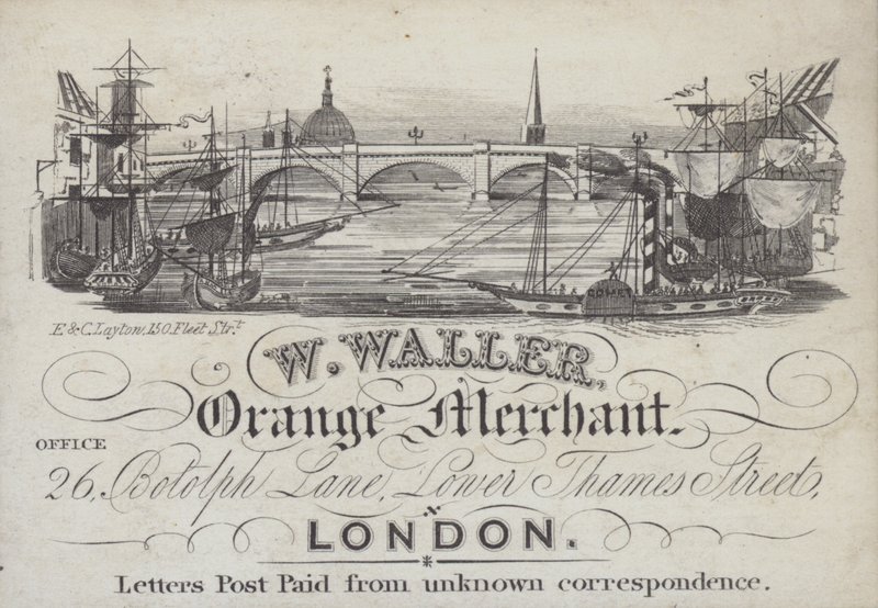 إعلان لصالح W Waller، Orange Merchant، London (litho) بواسطة مدرسة اللغة الإنجليزية