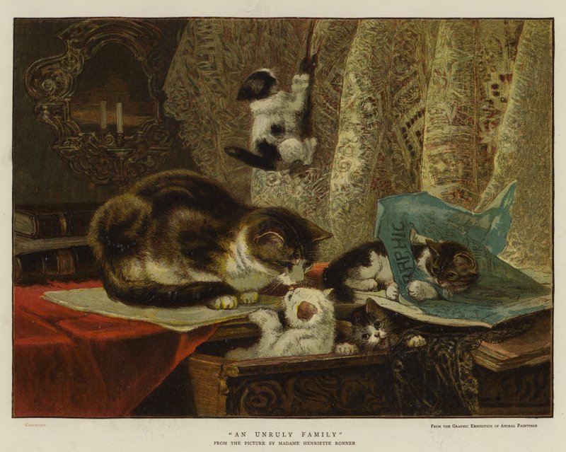 An Unruly Family (colour litho) بواسطة مدرسة اللغة الإنجليزية