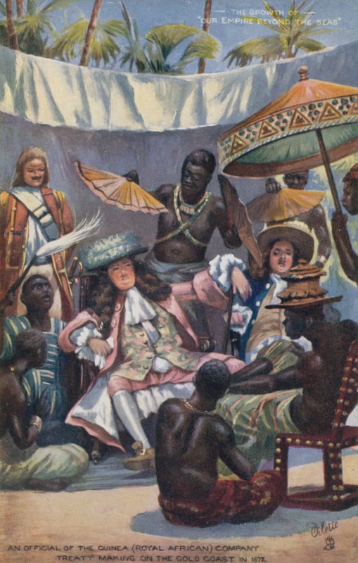 مسؤول في شركة معاهدة غينيا (الملكية الأفريقية) صنع على جولد كوست عام 1672 بواسطة مدرسة اللغة الإنجليزية