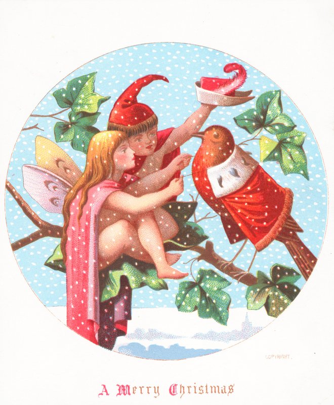 Angel and Elf Dressing Robin، Christmas Card بواسطة مدرسة اللغة الإنجليزية