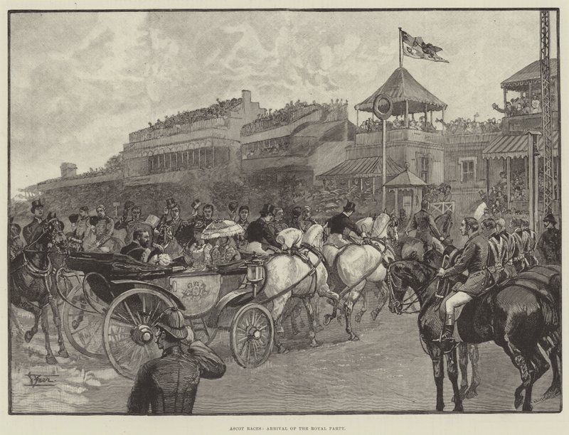 Ascot Races, Arrival of the Royal Party (engraving) بواسطة مدرسة اللغة الإنجليزية