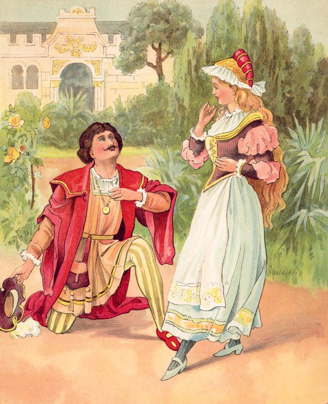 الحسناء والوحش، الذي تحول هنا إلى أمير وسيم (طباعة حجرية ملونة) بواسطة مدرسة اللغة الإنجليزية