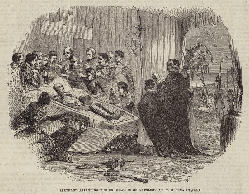 حضور برتراند استخراج جثث نابليون في سانت هيلانة عام 1840 بواسطة مدرسة اللغة الإنجليزية