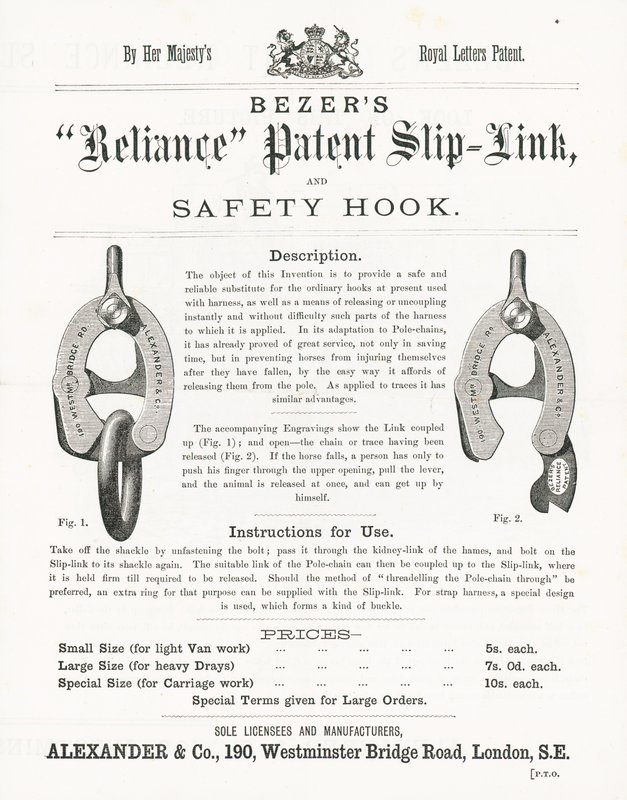 Bezers Reliance براءة اختراع Slip-Link وخطاف الأمان بواسطة مدرسة اللغة الإنجليزية